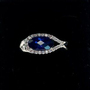 Chatham Sapphire and Diamond White Gold Ring